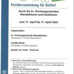 Read more about the article Kleidersammlung für Bethel durch die Ev.Kirchengemeinden Wendelsheim und Eckelsheim vom 11.April bis 17.April 2023