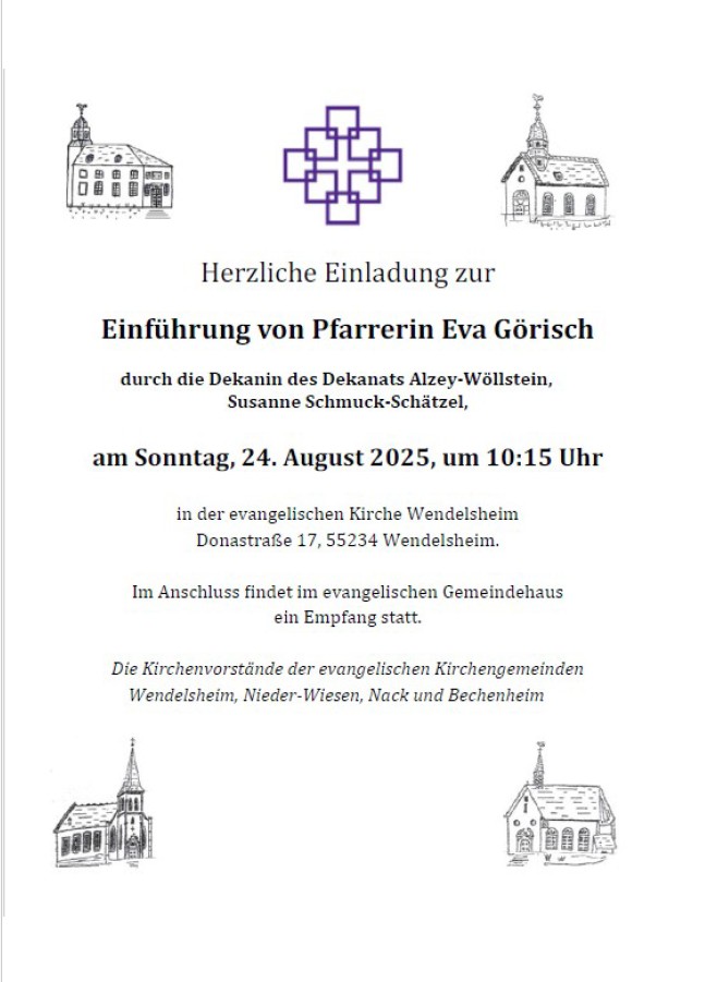 Mehr über den Artikel erfahren Einführungsgottesdienst von Pfrin. Görisch am 24.08.2025